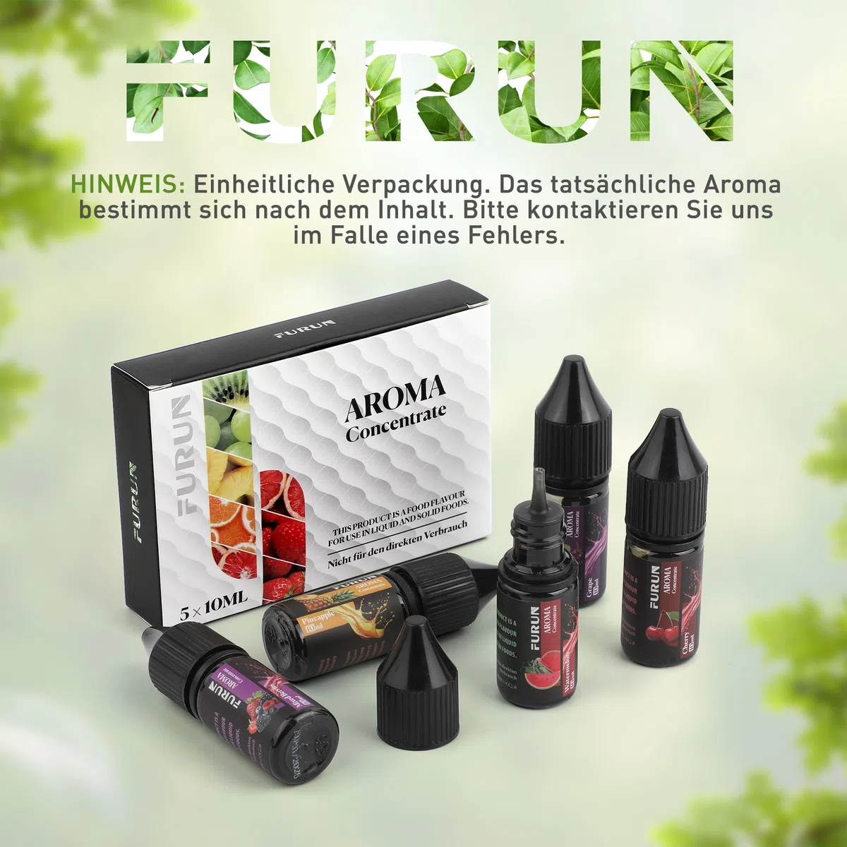 FURUN Concentré d'arômes 5 x 10 ml - Arôme alimentaire hautement dosé - Mélange facile - Pour la cuisson au four, dans les aliments et les boissons