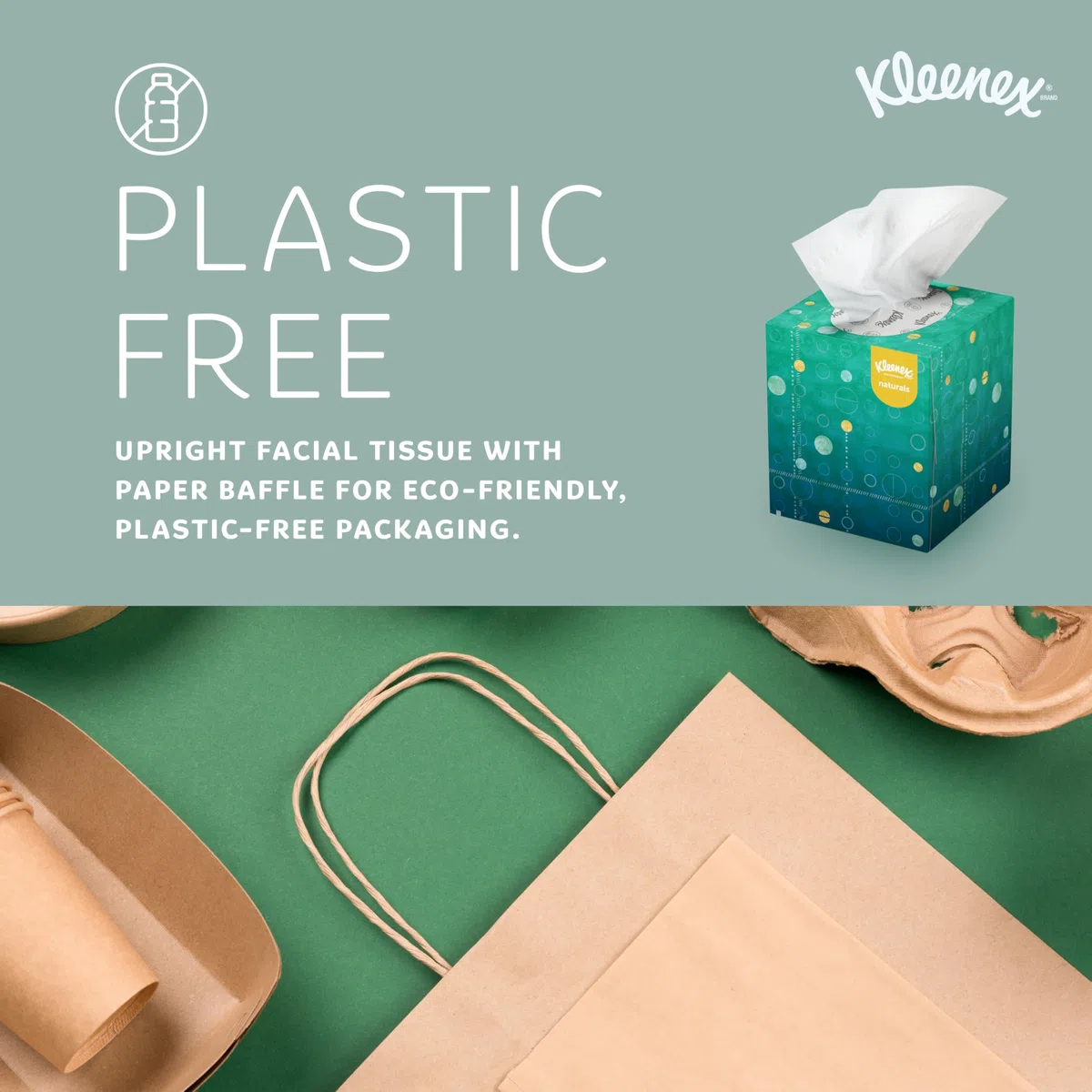 Kleenex Professional Naturals 56027 Mouchoirs pour le visage avec emballage écologique sans plastique, 2 plis, blanc, format cube vertical, conçu pour les entreprises (90 mouchoirs/boîte, 36 boîtes, 3