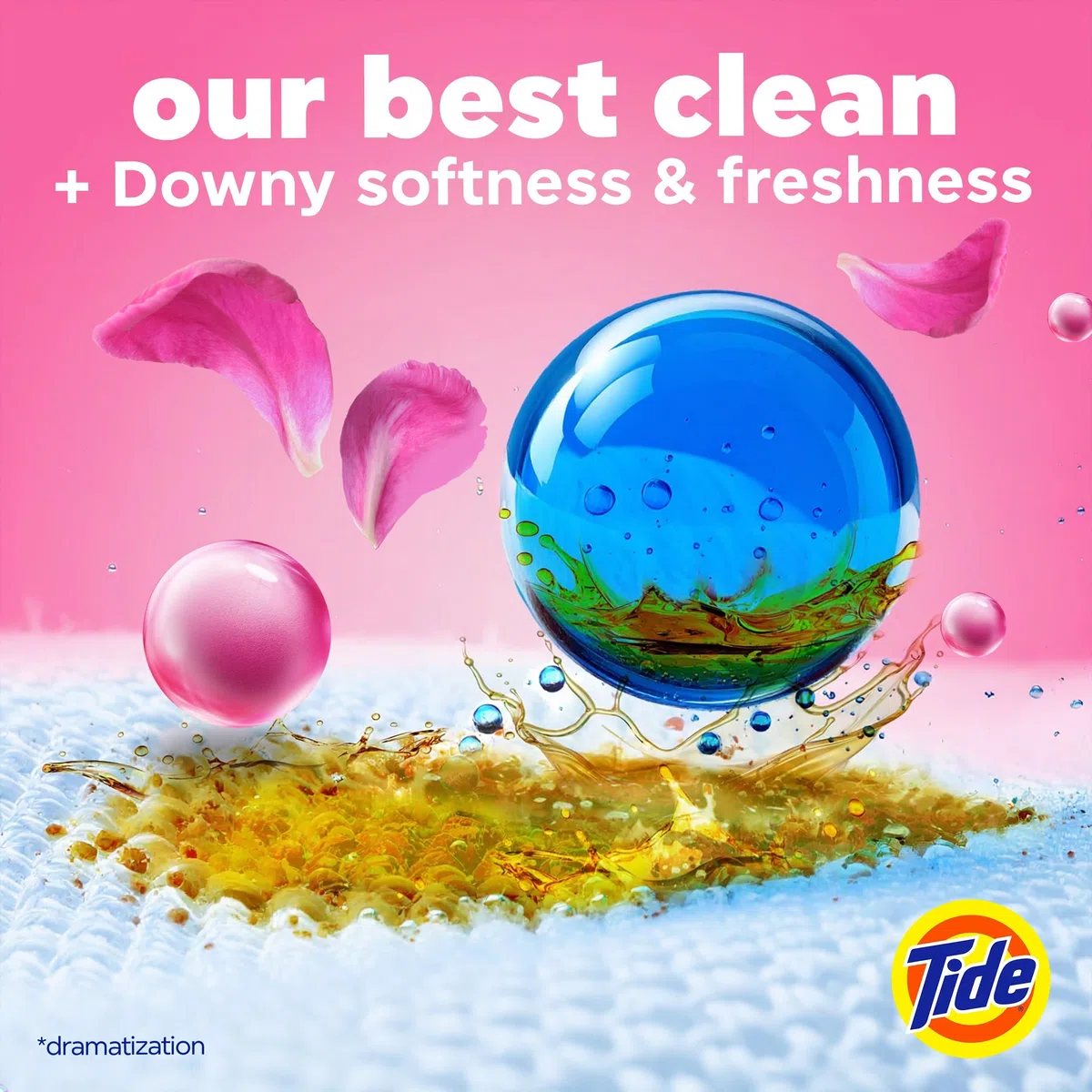 Tide Power PODs Lot de 63 capsules de détergent à lessive 2 en 1 avec boosters doux Downy, fraîcheur durable avec parfum frais d'avril