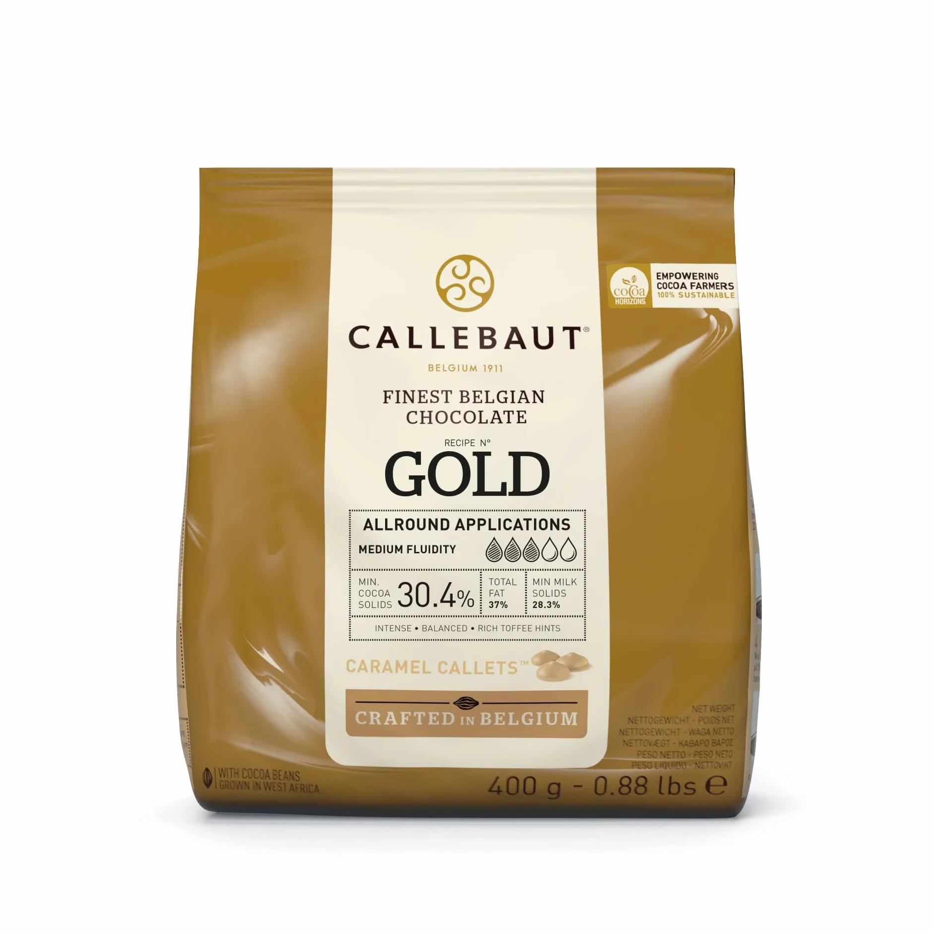 Callebaut pépites de Chocolat Gold (callets) - 400 gr - Parfait pour vos pâtisseries - Délicieux goût caramélisé - Chocolat de qualité