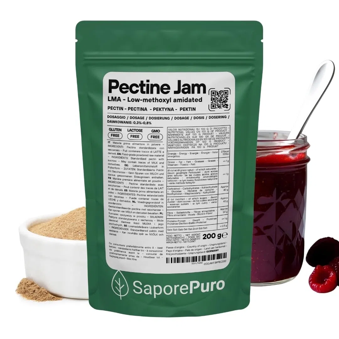 Saporepuro Pectine Jam en poudre 200 g – LMA – SANS GLUTEN – idéale pour confitures à faible teneur en sucre